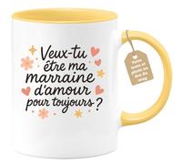 quotedazur Café-Croissant - Mug Personnalisé Veux- Tu Être Ma Marraine D'Amour Pour Toujours, Un Vrai Lien Cadeau Noël Parfait Tasse Pleine - Jaune/Céramique