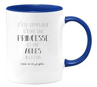 quotedazur Café-Croissant - Mug Prénom Agnes Compliqué D'Être Une Princesse Et Une Agnes Mais Ca Va Je Gère - Tasse Prénom Pour Noël - Bleu/Céramique