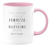 quotedazur Café-Croissant - Mug Prénom Clementine Compliqué D'Être Une Princesse Et Une Clementine Mais Ca Va Je Gère - Tasse Prénom Pour Noël - Rose/Céramique