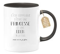 quotedazur Café-Croissant - Mug Prénom Eden Compliqué D'Être Une Princesse Et Une Eden Mais Ca Va Je Gère - Cadeau Noël Prénom Tasse - Noir/Céramique