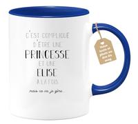 quotedazur Café-Croissant - Mug Prénom Elise Compliqué D'Être Une Princesse Et Une Elise Mais Ca Va Je Gère - Tasse Prénom Pour Noël - Bleu/Céramique