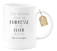 quotedazur Café-Croissant - Mug Prénom Elodie Compliqué D'Être Une Princesse Et Une Elodie Mais Ca Va Je Gère - Tasse Prénom Pour Noël - Blanc/Céramique