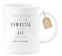 quotedazur Café-Croissant - Mug Prénom Lou Compliqué D'Être Une Princesse Et Une Lou Mais Ca Va Je Gère - Cadeau Noël Prénom Tasse - Blanc/Céramique