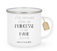 quotedazur Café-Croissant - Mug Prénom Marie Compliqué D'Être Une Princesse Et Une Marie Mais Ca Va Je Gère - Tasse Prénom Pour Noël Blanc/Émaillé