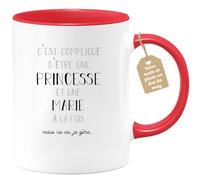 quotedazur Café-Croissant - Mug Prénom Marie Compliqué D'Être Une Princesse Et Une Marie Mais Ca Va Je Gère - Tasse Prénom Pour Noël - Rouge/Céramique