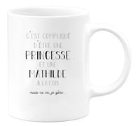 quotedazur Café-Croissant - Mug Prénom Mathilde Compliqué D'Être Une Princesse Et Une Mathilde Mais Ca Va Je Gère - Tasse Prénom Pour Noël - Blanc/Céramique