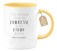 quotedazur Café-Croissant - Mug Prénom Myriam Compliqué D'Être Une Princesse Et Une Myriam Mais Ca Va Je Gère - Tasse Prénom Pour Noël - Jaune/Céramique
