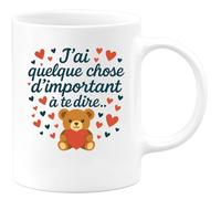 quotedazur Café-Croissant - Mug Saint-valentin Coeur - Tasse Romantique Idée Message Je T'aime Mon Amour Homme Femme - Cadeau Original Pour Couple Amoureux Petit Ami Copain Copine Mari - Blanc/cérami