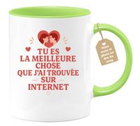 quotedazur Café-Croissant - Mug Saint-valentin Coeur - Tasse Romantique Idée Message Meilleure Chose Sur Internet Homme Femme - Cadeau Original Pour Couple Amoureux Petit Ami Copain Copine Mari - Ver