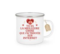quotedazur Café-Croissant - Mug Saint-valentin Coeur - Tasse Romantique Idée Message Meilleure Chose Sur Internet Homme Femme - Cadeau Original Pour Couple Amoureux Petit Ami Copain Copine Mari - Bla