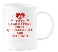 quotedazur Café-Croissant - Mug Saint-valentin Coeur - Tasse Romantique Idée Message Meilleure Chose Sur Internet Homme Femme - Cadeau Original Pour Couple Amoureux Petit Ami Copain Copine Mari - Bla