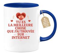 quotedazur Café-Croissant - Mug Saint-valentin Coeur - Tasse Romantique Idée Message Meilleure Chose Sur Internet Homme Femme - Cadeau Original Pour Couple Amoureux Petit Ami Copain Copine Mari - Ble