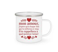 quotedazur Café-Croissant - Mug Saint-valentin Coeur - Tasse Romantique Idée Message Mon Amour Chaque Fois Homme Femme - Cadeau Original Pour Couple Amoureux Petit Ami Copain Copine Mari - Blanc/emai