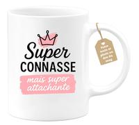 quotedazur Café-Croissant - Mug Super Connasse, Mais Terriblement Attachante Et Pleine D'humour - Blanc/céramique