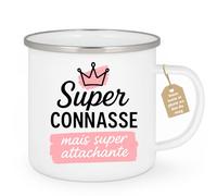 quotedazur Café-Croissant - Mug Super Connasse, Mais Terriblement Attachante Et Pleine D'humour - Blanc/emaille