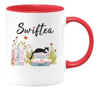 quotedazur Café-Croissant - Mug Swiftea - Cadeau Femme Livre Chanteuse Musique - Rouge/céramique