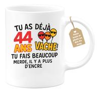 quotedazur Café-Croissant - Mug Tu As Déjà 44 Ans ! La Vache, Tu Écris Beaucoup, Il N'y A Plus D'encre - Blanc/céramique
