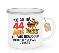 quotedazur Café-Croissant - Mug Tu As Déjà 44 Ans ! La Vache, Tu Écris Beaucoup, Il N'y A Plus D'encre - Blanc/emaille