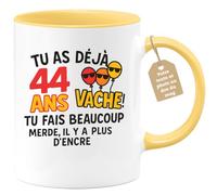 quotedazur Café-Croissant - Mug Tu As Déjà 44 Ans ! La Vache, Tu Écris Beaucoup, Il N'y A Plus D'encre - Jaune/céramique