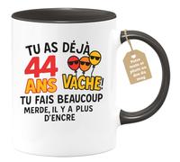 quotedazur Café-Croissant - Mug Tu As Déjà 44 Ans ! La Vache, Tu Écris Beaucoup, Il N'y A Plus D'encre - Noir/céramique