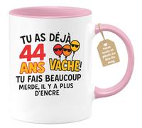 quotedazur Café-Croissant - Mug Tu As Déjà 44 Ans ! La Vache, Tu Écris Beaucoup, Il N'y A Plus D'encre - Rose/céramique
