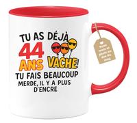 quotedazur Café-Croissant - Mug Tu As Déjà 44 Ans ! La Vache, Tu Écris Beaucoup, Il N'y A Plus D'encre - Rouge/céramique