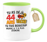 quotedazur Café-Croissant - Mug Tu As Déjà 44 Ans ! La Vache, Tu Écris Beaucoup, Il N'y A Plus D'encre - Vert/céramique