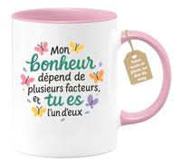 quotedazur Café-Croissant - Mug Tu Es L'un Des Facteurs Essentiels De Mon Bonheur Au Quotidien - Rose/céramique