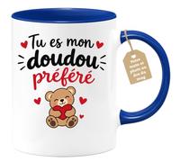 quotedazur Café-Croissant - Mug Tu Es Mon Doudou Préféré - Bleu/Céramique | Mug original parfait pour exprimer une tendresse unique