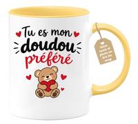 quotedazur Café-Croissant - Mug Tu Es Mon Doudou Préféré - Jaune/Céramique | Mug original parfait pour exprimer une tendresse unique