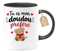 quotedazur Café-Croissant - Mug Tu Es Mon Doudou Préféré - Noir/Céramique | Mug original parfait pour exprimer une tendresse unique