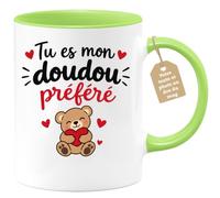 quotedazur Café-Croissant - Mug Tu Es Mon Doudou Préféré - Vert/Céramique | Mug original parfait pour exprimer une tendresse unique