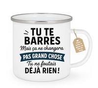 quotedazur Café-Croissant - Mug Tu Te Barres, Ça Changera Rien, Tu Ne Faisais Déjà Rien ! Tasse Humour Pour Homme - Blanc/emaille
