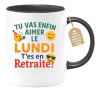 quotedazur Café-Croissant - Mug Tu Vas Enfin Aimer Le Lundi - T'es En Retraite, Profite De Chaque Jour En Toute Liberté - Noir/céramique