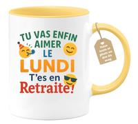 quotedazur Café-Croissant - Mug Tu Vas Enfin Aimer Le Lundi - T'es En Retraite, Profite De Chaque Jour En Toute Liberté - Jaune/céramique