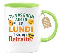 quotedazur Café-Croissant - Mug Tu Vas Enfin Aimer Le Lundi - T'es En Retraite, Profite De Chaque Jour En Toute Liberté - Vert/céramique