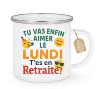 quotedazur Café-Croissant - Mug Tu Vas Enfin Aimer Le Lundi - T'es En Retraite, Profite De Chaque Jour En Toute Liberté - Blanc/emaille