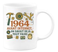 quotedazur - Mug 1964 : Avant internet, on savait déjà tout faire - Tasse Cadeau Anniversaire 60 ans - Blanc/Céramique