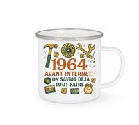 quotedazur - Mug 1964 : Avant internet, on savait déjà tout faire - Tasse Cadeau Anniversaire 60 ans - Blanc/Emaillé