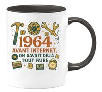 quotedazur - Mug 1964 : Avant internet, on savait déjà tout faire - Tasse Cadeau Anniversaire 60 ans - Noir/Céramique