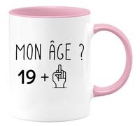 quotedazur - Mug 20 ans Mon âge Doigt Honneur Tasse Cadeau Anniversaire Rose/Céramique