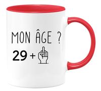 quotedazur - Mug 30 ans Mon âge Doigt Honneur Tasse Cadeau Anniversaire Rouge/Céramique