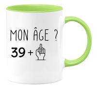 quotedazur - Mug 40 ans Mon âge Doigt Honneur Tasse Cadeau Anniversaire Vert/Céramique