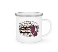 quotedazur - Mug 5 fruits et légumes par jour ? le vin c'est du raisin non ? - Tasse Cadeau Humour Femme - Blanc/Emaillé