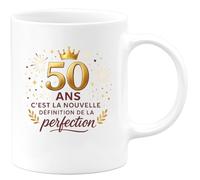 quotedazur - Mug 50 ans, c'est la nouvelle définition de la perfection - Tasse Cadeau 50 ans Femme - Blanc/Céramique