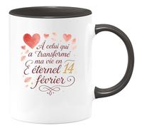quotedazur - Mug À celui qui a transformé ma vie en éternel 14 février - Tasse Cadeau Amour, Saint-Valentin, Couple Homme - Noir/Céramique