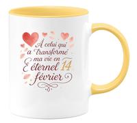 quotedazur - Mug À celui qui a transformé ma vie en éternel 14 février - Tasse Cadeau Amour, Saint-Valentin, Couple Homme - Jaune/Céramique