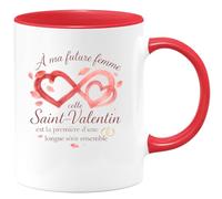 quotedazur - Mug À ma future femme, cette Saint-Valentin est la première d'une longue série ensemble - Tasse Cadeau Amour, Saint-Valentin, Couple Femme - Rouge/Céramique