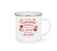 quotedazur - Mug À ma Valentine préférée (la seule en fait), je t'aime plus que le chocolat - Tasse Cadeau Amour, Saint-Valentin, Couple Femme - Blanc/Emaillé