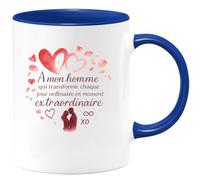 quotedazur - Mug À mon homme qui transforme chaque jour ordinaire en moment extraordinaire - Tasse Cadeau Amour, Saint-Valentin, Couple Homme - Bleu/Céramique